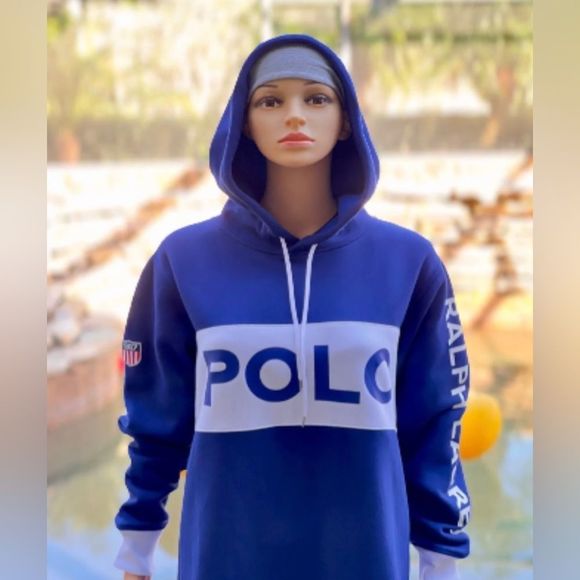 Polo Ralph Lauren Women Polo Logo Colorblock Fleece Hoodie Dress - Picture 5 of 8